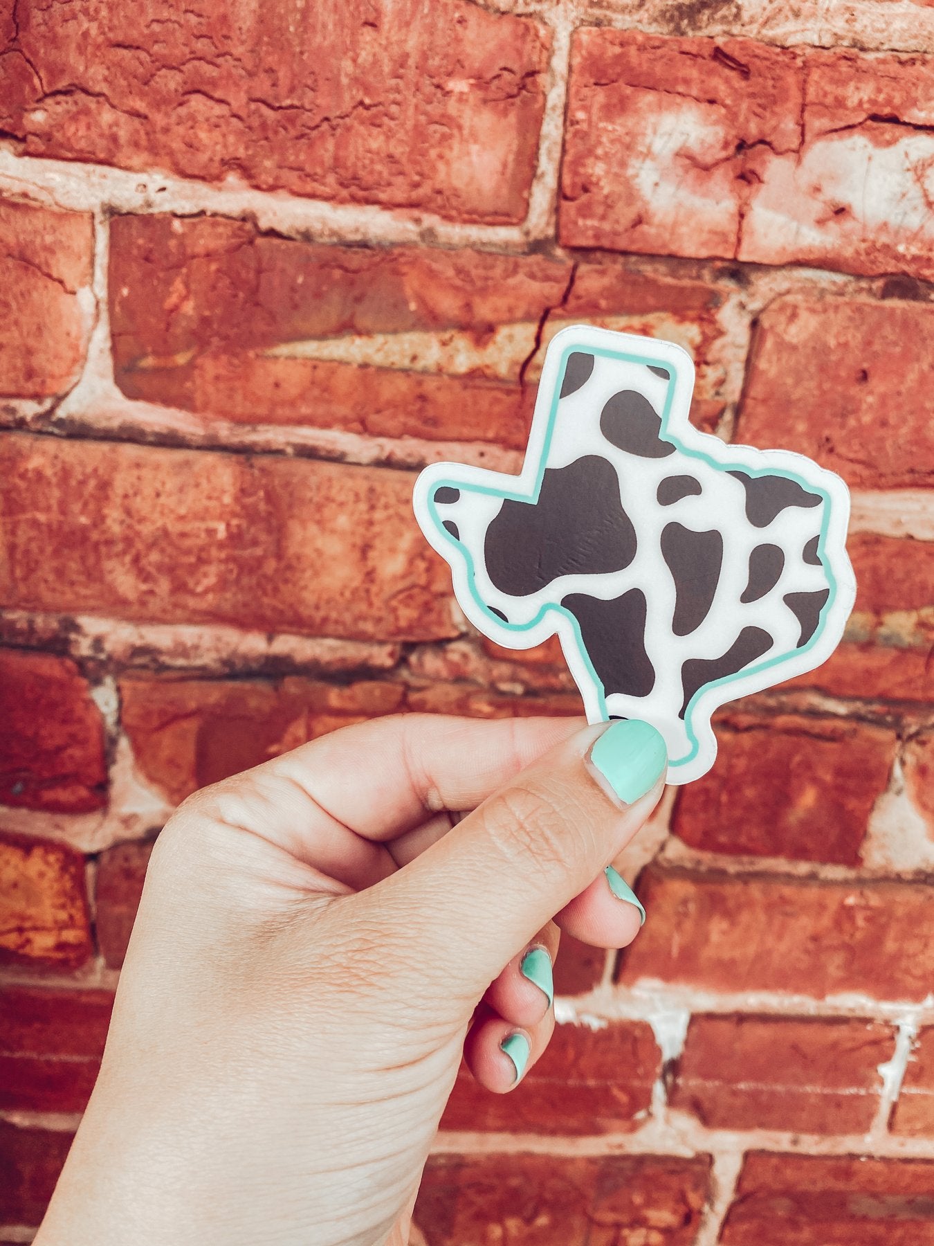 Cow Print Texas Sticker