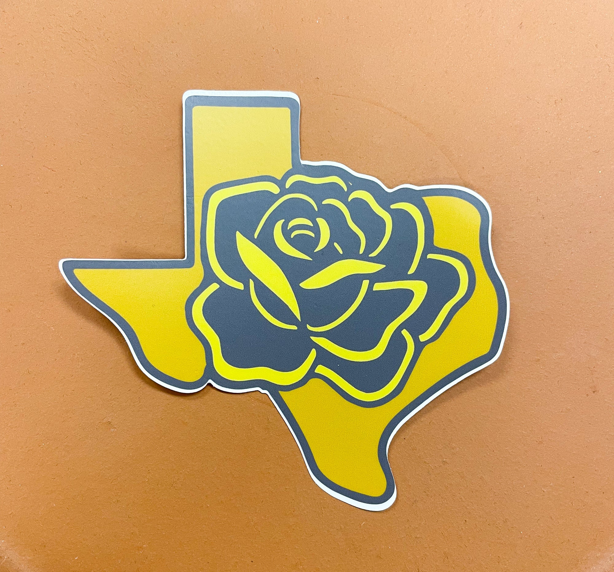 Texas With Yellow Rose Sticker