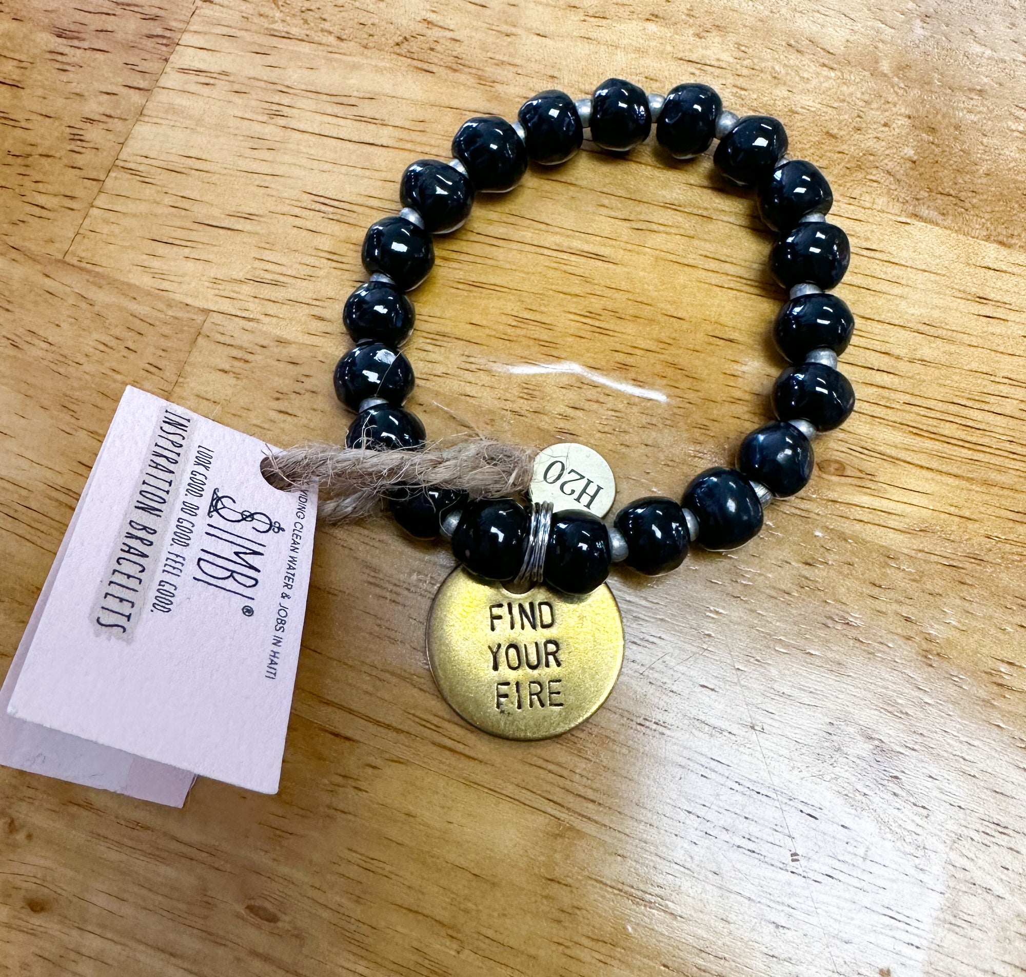 Simbi Black Inspirational Charm Bracelet - Find Your Fire Charm