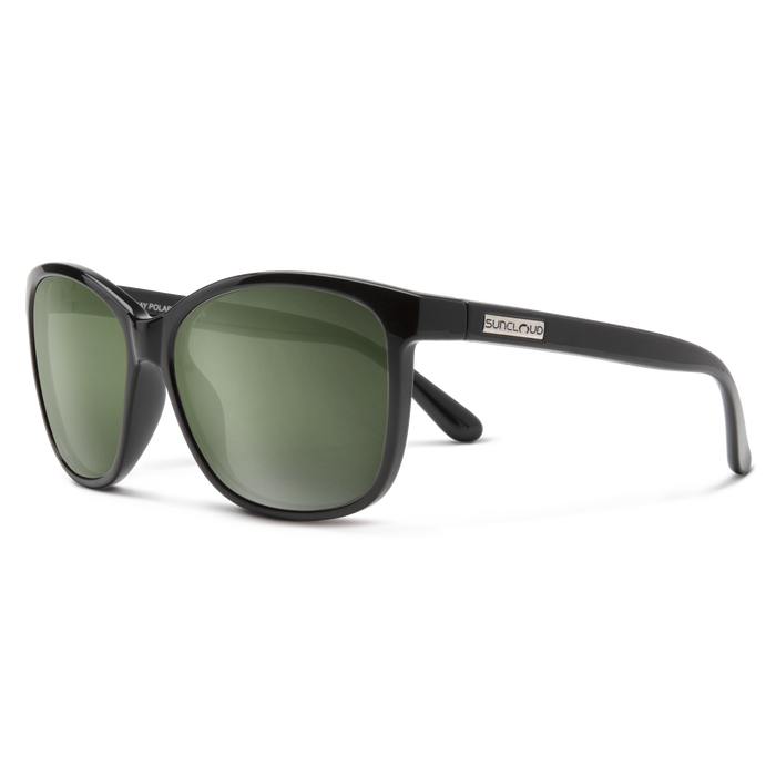 Suncloud Optics Sashay Sunglasses Black: Polarized Gray Green Lens